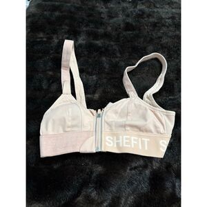 SheFit Bra Womens XS  Athleisure Training Gym sports bra nude zip